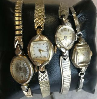 Four Vintage Women’s Mechanical Watches Bulova,  Gruen,  Caravelle All Run Well