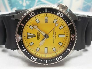 Seiko 150m Scuba Date Automatic Mens Watch 7002 - 700x,  Yellow (apr 1992)