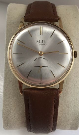Mudu Mens Vintage Mechanical Hand Winding Gold Plated Swiss Wristwatch Serviced 2