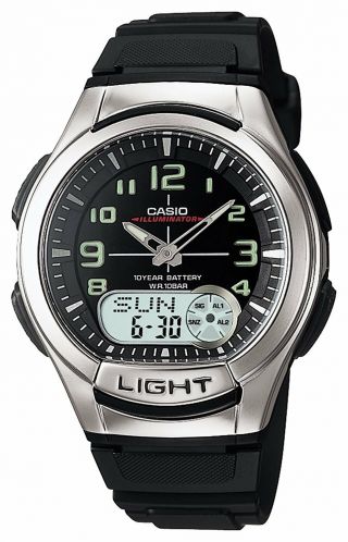 Casio Standard Aq - 180w - 1bjf Analog Digital Combination Mens Watch Wr 10 Bar