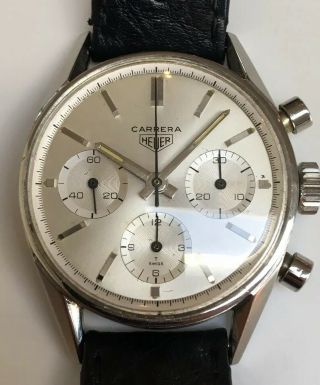 Vintage HEUER Carrera 2447 Valjoux 72 Chronograph Case NOS Crystal Only NO Tachy 12