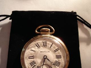 1961 16S Pocket Watch Indian Motorcycle Theme Case & Fancy Dial Runs Well. 6