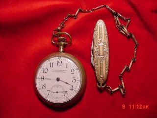 Antique Equity (waltham) Pocket Watch W/chain & Knife Fob
