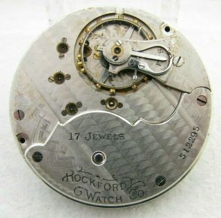 Antique 18s Rockford 17 Jewel Pocket Watch Movement Parts