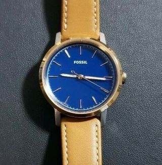 Fossil Neely Es4255 Watch With 34mm Blue Face & Light Brown Leather Band