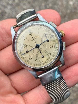 Universal Geneve Compax Chronograph Cal 287 Steel Oversize Water - Proof Watch