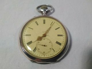 Antique Swiss /french? Pocket Watch 18s 15j Open Face.  800 Silver K&m Case