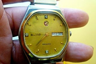 Mens 35mm Rado Voyager Eta 2836 - 2 17j Ss Flex 8 " Wrist Watch Vintage Swiss