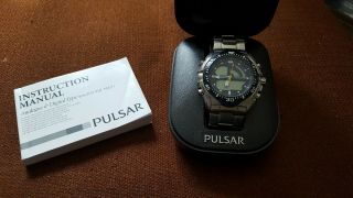 Mens Pulsar Watch Analogue And Digital Silver Spares Repair
