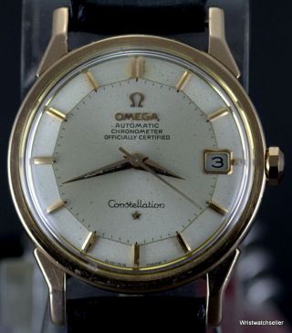 Vintage Omega Constellation Date Pie Pan Dial 168.  005 Rose Gold Top Ss Back