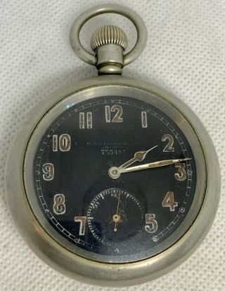Vintage H.  Williamson Ww2 Era British Military Pocket Watch 7 Jewel