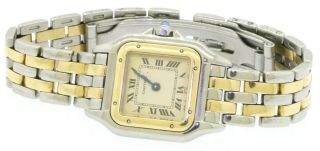 Cartier Tank SS/18K gold elegant high fashion quartz ladies watch w/ creme dial 2