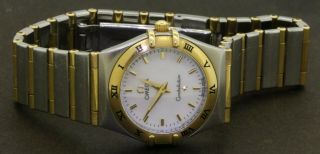 Omega Constellation high fashion SS/18K gold MOP dial quartz ladies watch 2