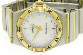 Omega Constellation high fashion SS/18K gold MOP dial quartz ladies watch 4