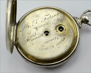 Antique M.  J.  Tobias Liverpool Key Set/Wind Open Face Silver Pocket Watch AsIs 2