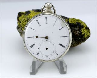 Antique M.  J.  Tobias Liverpool Key Set/Wind Open Face Silver Pocket Watch AsIs 4