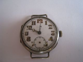 Vintage Silver Cased Trench Watch Hallmarked Case 925 Circa 1910 Onwards