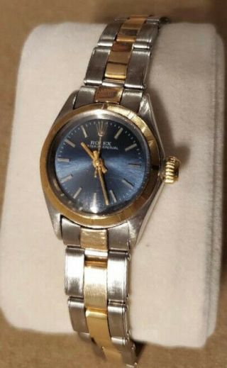 Authentic Rolex Oyster Perpetual 6623 No Date,  Blue Dial Automatic Ladies Watch