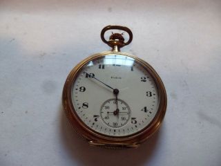 Antique Elgin 12 Size Open Face Pocket Watch