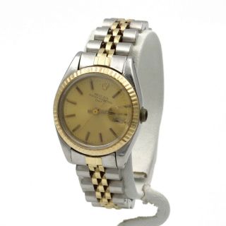 Two Tone S/s & 18k Gold Rolex Op Date 6917 Champagne Dial Wrist Watch 6686