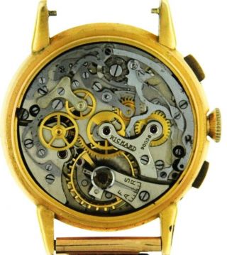Solid 18k Gold Vintage Swiss Richard Chronometer - Grade Chronograph w/Patina Dial 4