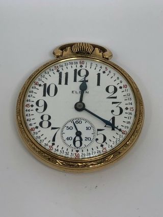 Vintage Elgin 387 Pocket Watch 17j 16s Montgomery Dial - 10k Rgp - For Repair