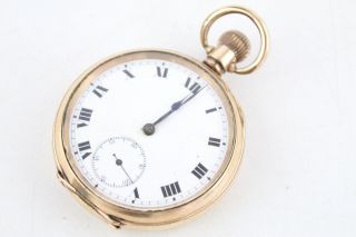 Vintage Gents Rolled Gold Pocket Watch Hand - Wind Record 15 Jewel Swiss Movement