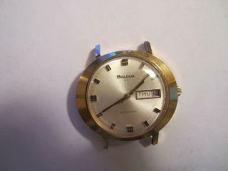 Vintage Bulova 23 Automatic Day Date Gold Oval Junk Drawer Estate Old Watch
