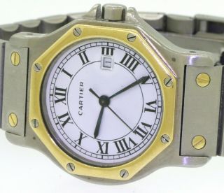 Cartier Santos elegant high fashion SS/18K gold automatic midsize ladies watch 4