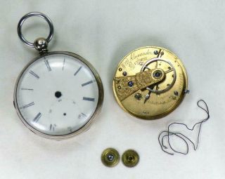 Antique 1856 Wm Alexander Fusee Sterling Silver Case Pocket Watch 2c