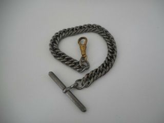 Antique Mixed Metal Pocket Watch Chain,  T - Bar & Clasp Vintage