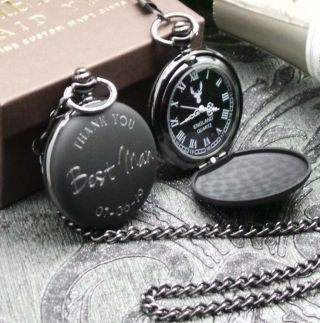 Engraved Pocket Watch Custom Personalised Wedding Watches Best Man Groom Usher