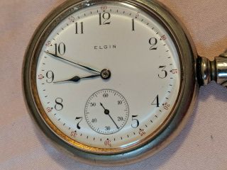 Antique 1908 Elgin 339 17j 16s Open Face Pocket Watch