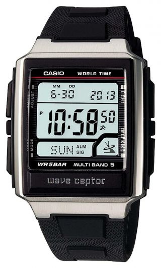 Casio Wave Ceptor Wv - 59j - 1ajf Multiband 5 Radio Clock Mens Watch Wr 5 Bar