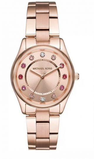 Nwt Michael Kors Colette Rose Gold Stainless Steel Women’s Watch Mk6604 $225