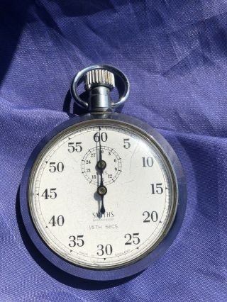 Smiths Shockproof Stopwatch 1/5th Secs Full Order Silver Chrome