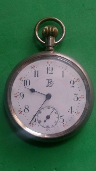 2nd Ww Military Pocket Watch Bhr Co.  Case 53mm Swiss Made