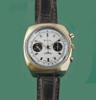 Vintage 60s Bulova Chronograph Panda Dial Valjoux 7733 Movement Watch