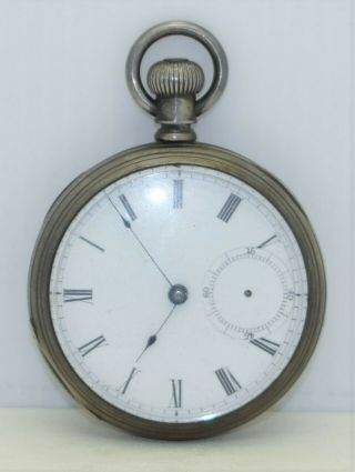 Vintage A.  W.  Co.  Waltham Sterling Pocket Watch 18s 7j C.  1879 Coin Silver Case
