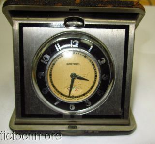 Antique Art Deco Ingraham Sentinel Disc Seconds Pocket Watch & Travel Case