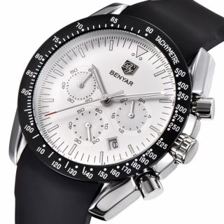 Men Chronograph Wrist Watch Army Sport Swiss Quartz Date Rubber Strap Wristwatch