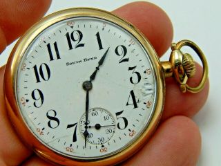 Vintage Antique Pocket Watch South Bend Grade 204 15 Jewel 20 Year Gold Filled