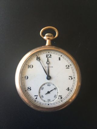 1916 Ilinois 12s,  15j,  Open Face Antique Pocket Watch Runs