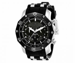 Nib Invicta Pro Diver Stainless Steel Black Dial Rubber Band Men 