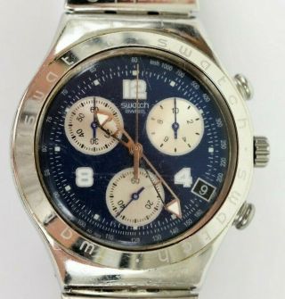 Swatch Watch Mesmeric Ycs412g 1999 Irony Chronograph Battery Keeps Good Time