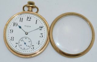 Vintage ELGIN Pocket Watch 12s 7j Gr 303 Mod 3 c.  1916 in B&B Royal YGF Case 5