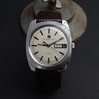 Universal Geneve Unisonic Day Date Rare Dial Watch Running Great 35mm