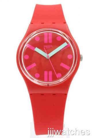 Swiss Swatch Originals Rossofino Red Silicone Watch 34mm Gr170 $65