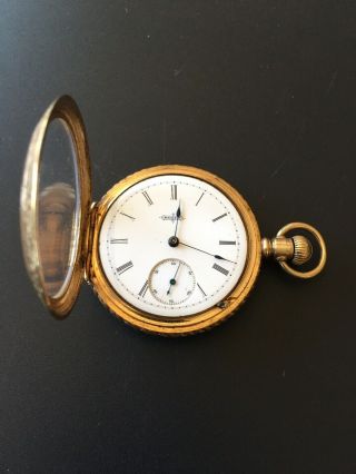 1887 Elgin 6s,  11j,  Lever Set Half Hunter Antique Pocket Watch Runs 2