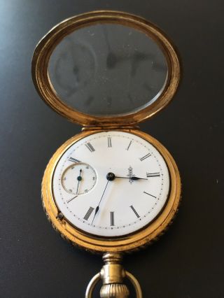1887 Elgin 6s,  11j,  Lever Set Half Hunter Antique Pocket Watch Runs 3